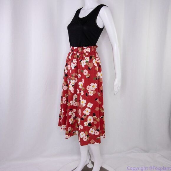NWT kate spade botanical garden cotton midi skirt, Red and white, size Large - Picture 7 of 15